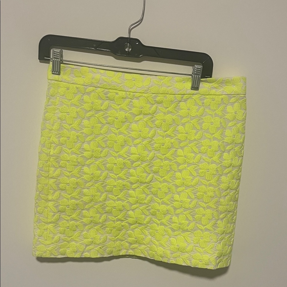 Floral Neon Green J Crew Mini Skirt